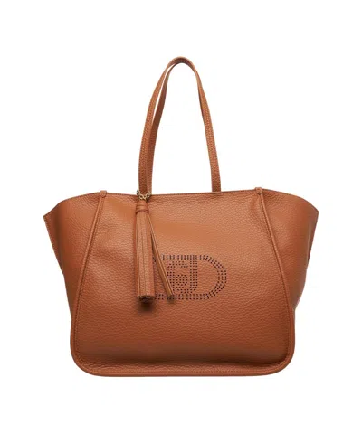 Liu •jo Liu Jo Textured Brown Shopper Bag With Logo