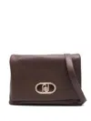 Liu •jo Liu Jo Textured Brown Shoulder Bag With Logo Plaque