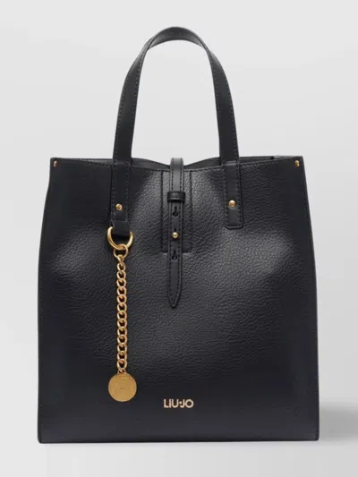 Liu •jo Textured Chain Charm Cross-body Bag In Black