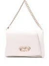 Liu •jo Textured Gray Shoulder Bag With Gold Clasp In White