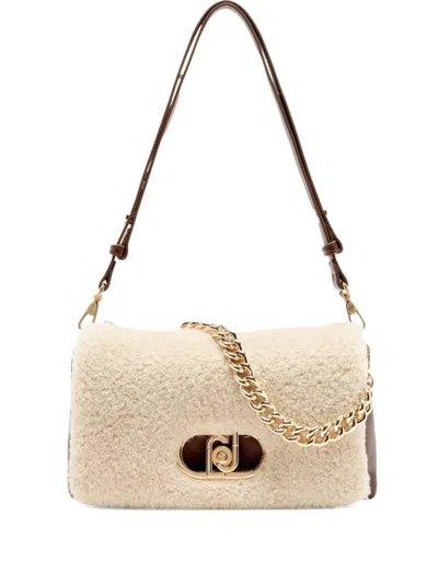 Liu •jo Liu Jo Textured Handbag With Gold Chain Accents In Neutral