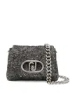 Liu •jo Liu Jo Textured Herringbone Black Bag With Metallic Clasp In Black