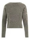 Liu •jo Liu Jo Textured Knit Sweater With Sparkling Embellishments In Green