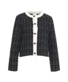 Liu •jo Textured Tweed Jacket With Button Detailing In Black