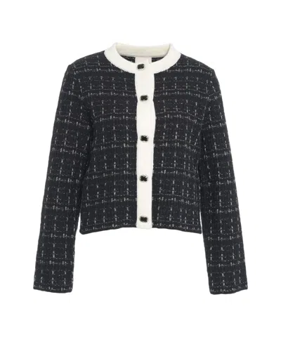 Liu •jo Textured Tweed Jacket With Button Detailing In Black