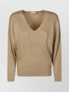 LIU •JO TEXTURED V-NECK KNITWEAR WITH LONG SLEEVES