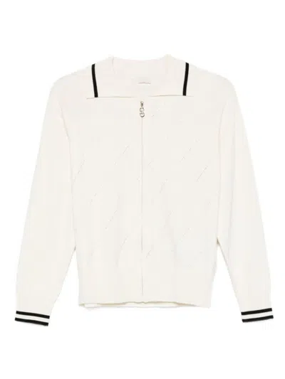 LIU •JO TEXTURED WHITE KNIT CARDIGAN