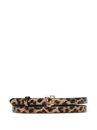 Liu •jo Thin Animal-print Belt In Transparent