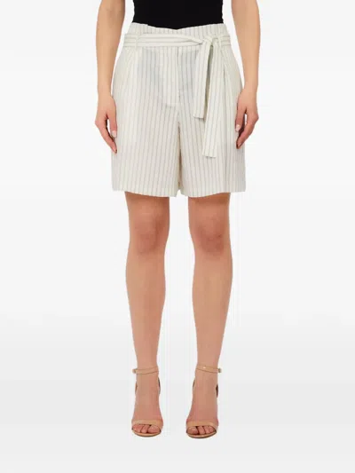 Liu •jo Tie Belt Striped Shorts In Gray