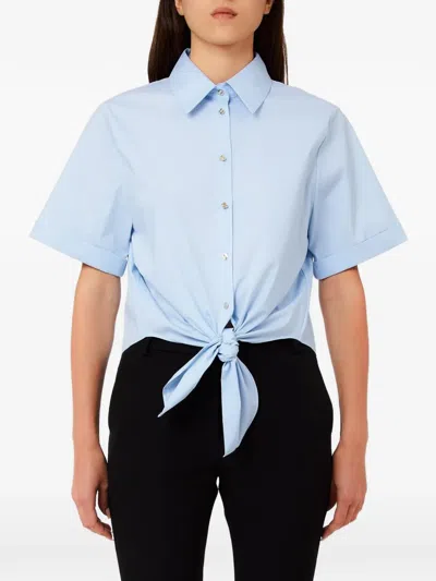 Liu •jo Tie Front Blouse In Blue