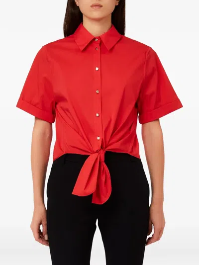 Liu •jo Tie Front Blouse In Red