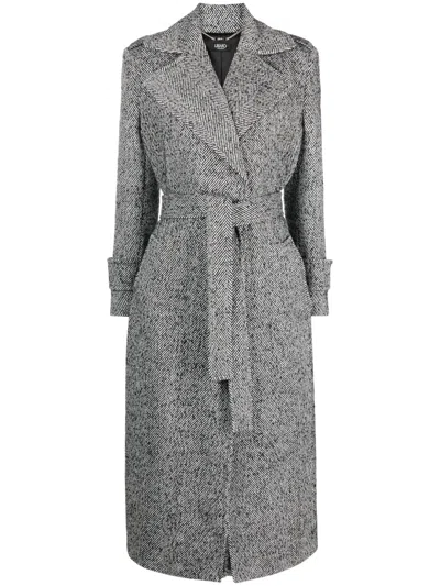 Liu •jo Tie-waist Maxi Coat In Black