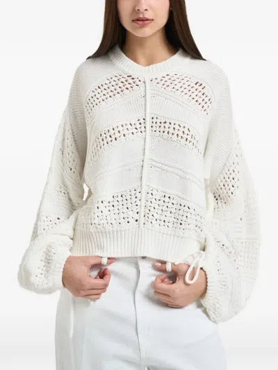 Liu •jo Tie-detail Long-sleeve Sweater In White