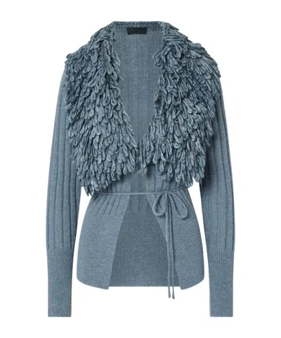 Liu •jo Tie-front Knit Cardigan In Blue