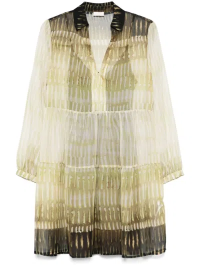 Liu •jo Liu Jo Tiered Mini Dress With Button-down Front In Green