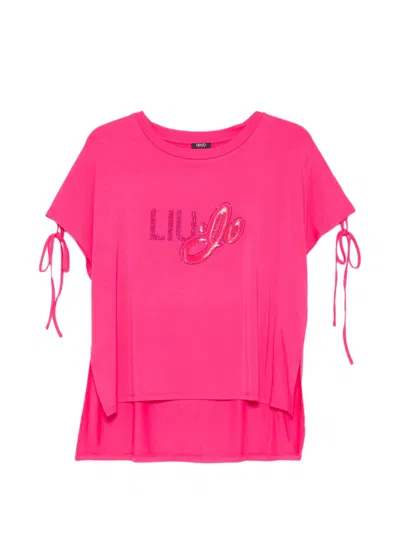 Liu •jo Tie-sleeve T-shirt In Pink