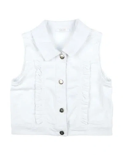 Liu •jo Babies'  Toddler Girl Denim Outerwear White Size 7 Cotton, Elastane