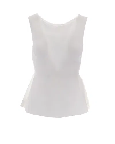 Liu •jo Top Con Fiocco Bianco Lana In White