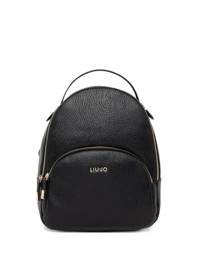 Liu •jo Top-handle Pebble-textured Backpack In Black