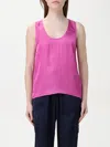 Liu •jo Lightweight Scoop Neck Sleeveless Top In Fuchsia