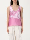 Liu •jo Sleeveless V Neck Top In Lightweight Fabric In Pink