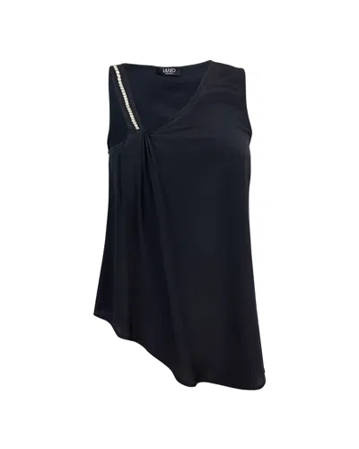 Liu •jo Top Nero Con Spallina Gioiello In 22222nero