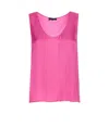 Liu •jo Lightweight Scoop Neck Sleeveless Top In Pink