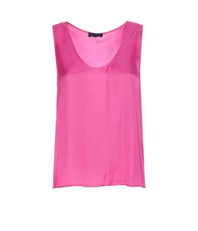 Liu •jo Lightweight Scoop Neck Sleeveless Top In Pink