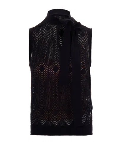 Liu •jo Top Traforato Con Fiocco In Black
