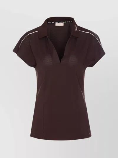 Liu •jo Top With Collar And Contrast Piping In Brown
