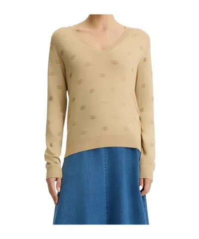 Liu •jo Top With Logo And Gemstones In Sand