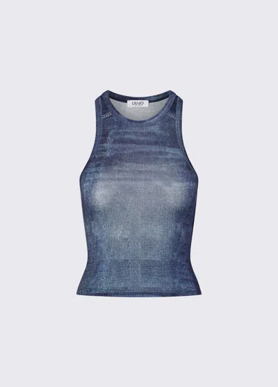 Liu •jo Top Woman Effect Denim In Blue