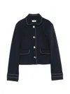 Liu •jo Topstitch Buttoned Jacket In Blue