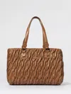 Liu •jo Braided Suede Tote Bag With Buckle Accents In Brown