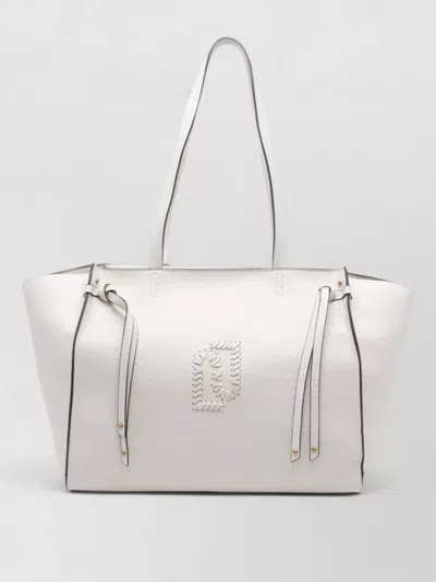 Liu •jo Tote Bag Structured Shape Side Tassels In Neutral