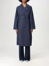 Liu •jo Trench Coat With Belted Waist And Epaulettes In Blue