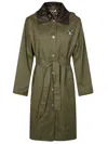 Liu •jo Trench Coat With Detachable Animal Print Lining In Green
