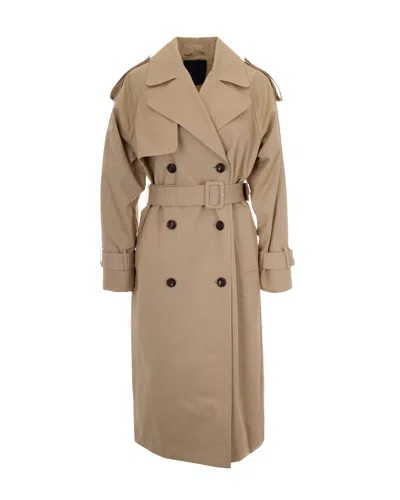 Liu •jo Double-breasted Belted Trench-coat In Brown