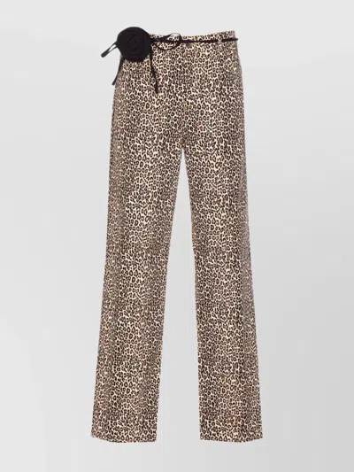 LIU •JO TROUSERS ANIMAL PRINT ROSES DETAIL
