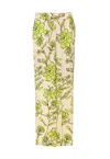 Liu •jo Elasticized Waist Floral Print Wide Leg Trousers In Beige