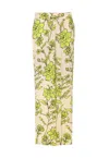 Liu •jo Elasticized Waist Floral Print Wide Leg Trousers In Beige