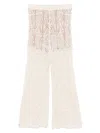 Liu •jo Liu Jo Open-knit Wide-leg Trousers With Geometric Pattern In Beige