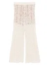 Liu •jo Liu Jo Open-knit Wide-leg Trousers With Geometric Pattern In Beige