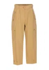 Liu •jo Trousers With Cargo Pockets And Adjustable Cuffs In Beige