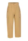Liu •jo Trousers With Cargo Pockets And Adjustable Cuffs In Beige