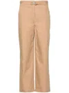 Liu •jo Straight Cotton Pants With Belt In Beige