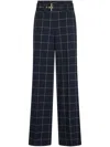 Shop Liu •jo Liu Jo Navy Blue Trousers With Belt In Blu E Bianco