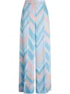 Liu •jo Liu Jo Soft Light Blue And Pink Printed Trousers In Blue