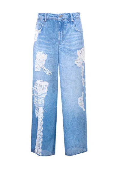 Liu •jo Denim-effect Trousers In Blue