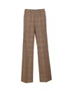 Liu •jo Elasticized Waist Wide Fit Trousers Check Motif In Brown